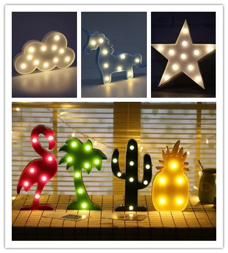 

Happy Everyday Flamingo Light Led Night Lamp Marquee Unicorn Cactuses Lantern Wedding Decoration Christmas Decorations For Home