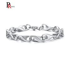 Цельные серебряные браслеты на цепочке для женщин, никогда не выцветает, нержавеющая сталь, Femme pulsera Lucky Jewelry 7,87"