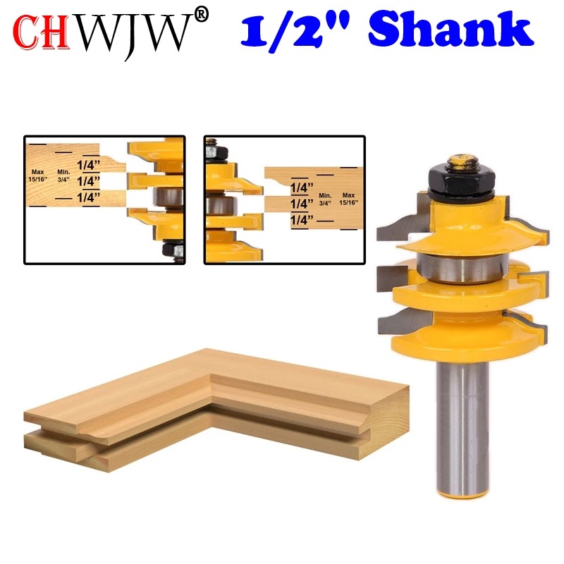 1 Pcs 1/2" Shank Rail & Stile Router Bit Ogee Stacked Wood Cutting Tool Woodworking Router Bits