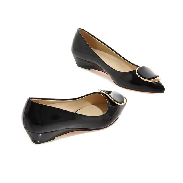 Lankarin Brand Women Shoes Metal Decoration Pointed Toe Pumps Ladies