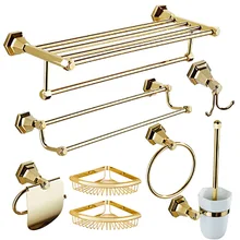 New Bathroom Accessories Accessible Luxury Copper Towel Rack set Golden Bathroom Toilet Towel Rack bathroom hardware accessories copper antique black ancient towel rack towel rack bathroom pendant set copper toilet lo81426