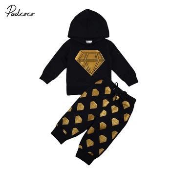 

2017 Autumn Baby Boy Girl Long Sleeve Warm Clothes Tops +Pants 2PCs Cotton Outfits Size 0-3T