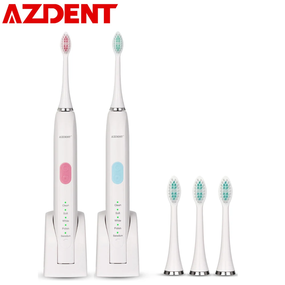 

Best 5 Modes Ultrasonic Electric Toothbrush Rechargeable Charger Sonic Tooth Brushes Timer with 2 or 4pcs Heads Deep Cleaning