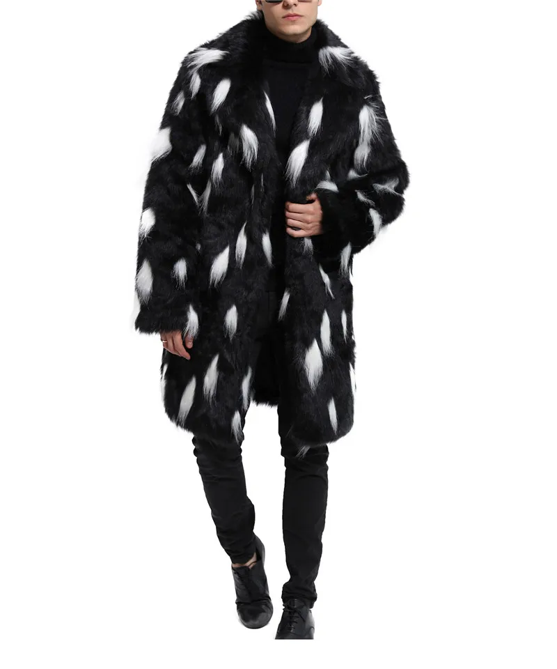 Fashion Europe and the United States popular faux fur suit collar long coat fur coat male 2018 autumn and winter new (5)