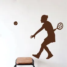 Mujer Tenista Silhouette Pegatinas De Pared Mural Deporte Chica Jugando Tenis Art Wall Sticker Home Room Decoración de La Pared Calcomanías M-43