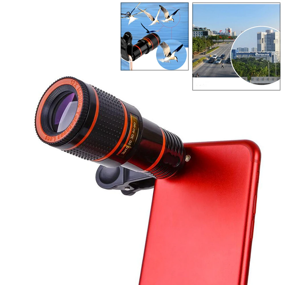 

Optical Zoom 12X Mobile Phone Telescope Lens HD Telescope Camera Lens With Clip For Iphone X 8 7 Samsung S8 S9 Xiaomi Universal
