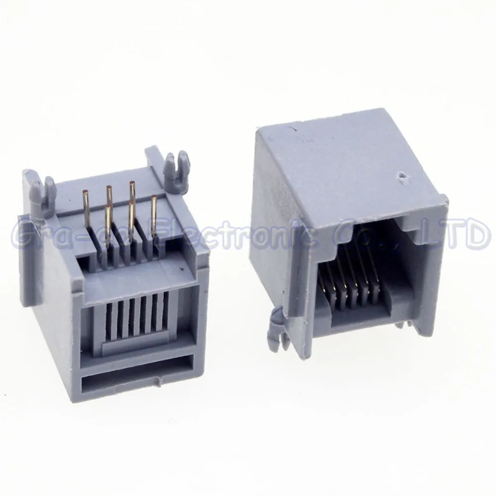 10pcs RJ11 6P6C Modular Telephone Adaptors Connectors Jack RJ11 telephone female socket 90