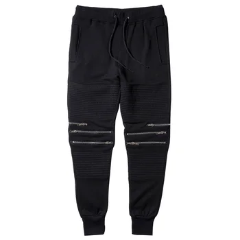 

Cotton Joggers Knee Zipper Pencil Pants Trousers Men Streetwear Hip Hop Track Drawstring Sweatpants MXK024