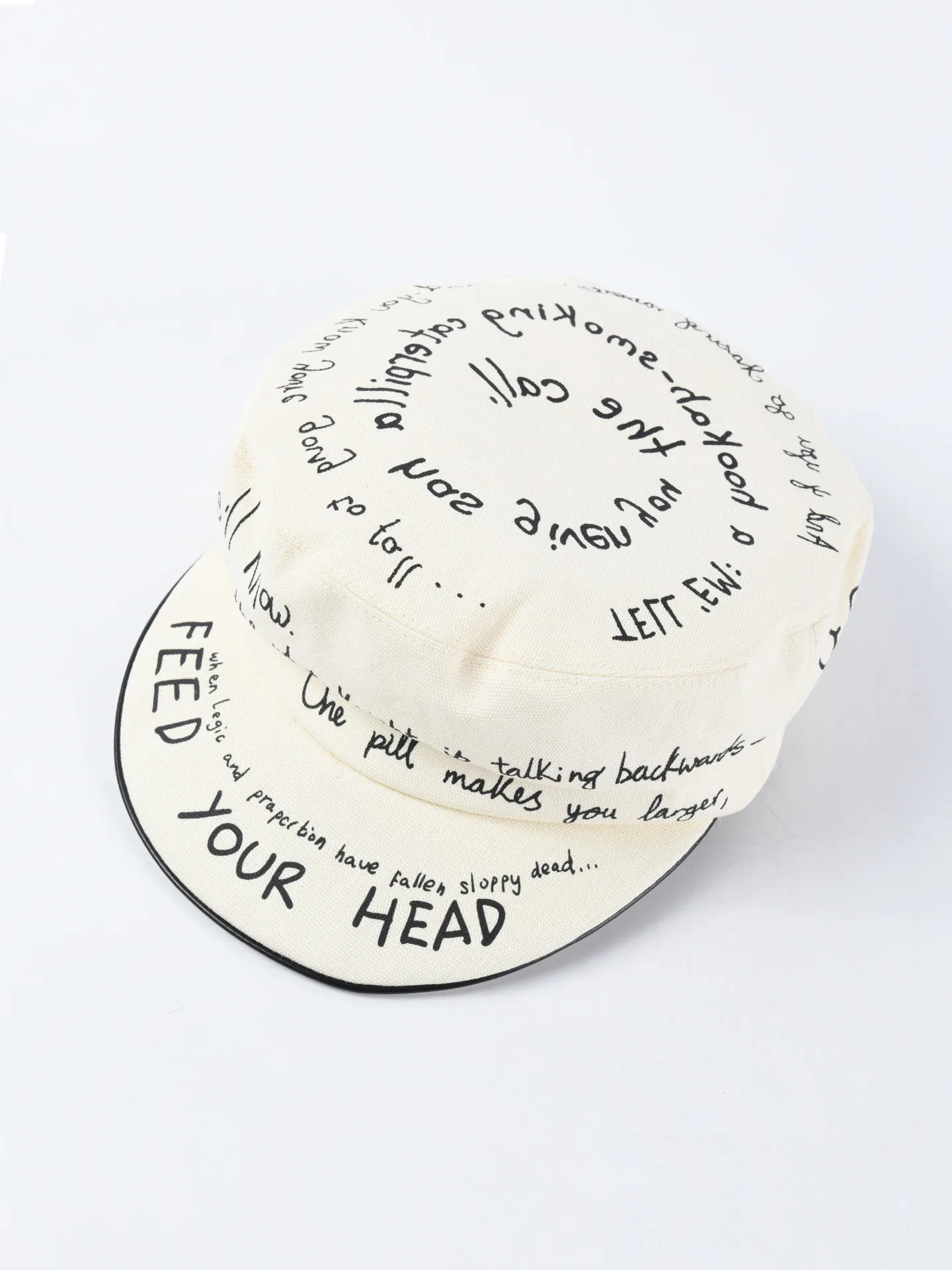 Letter graffiti soft skull cap female early autumn new England fashion military cap flat top octagonal cap