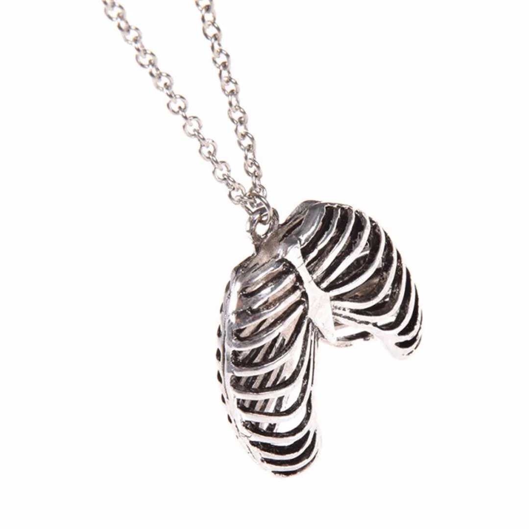 Серебряная цепь анатомическая клетка грудной кости Скелет Кулон ожерелье ювелирные изделия