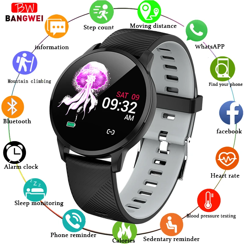 

BANGWEI Fitness Smart Watch Women Heart Rate Blood Pressure Monitor LED color screen Sport Tracker Smart Watch for IOS Android