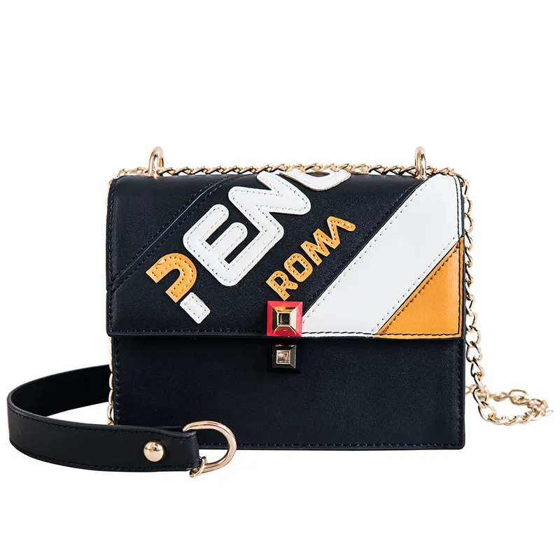 

Women New Leather Letter Print Contrast Color Messenger Bag Fashion Ladies Casual Designers Luxury Handbag