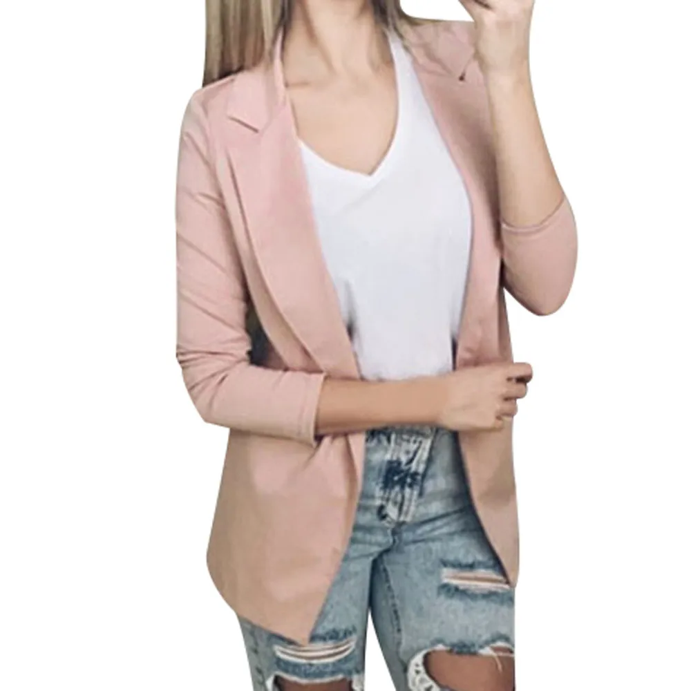 

Ladies Blazers and Jackets Solid Office Work Blazer Open Front Cardigan Long Sleeve Blazer Casual Jacket Coat bayan mont z0521