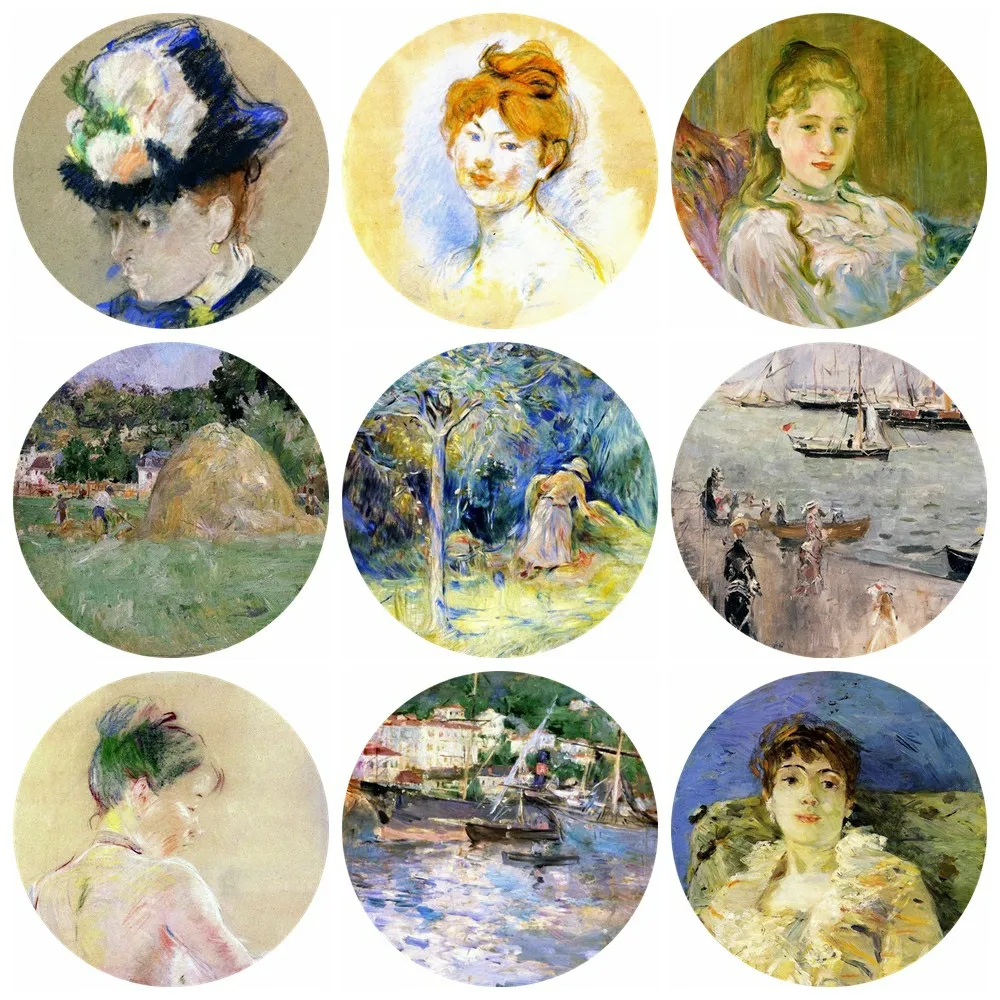 

20pcs 12~40mm Artist Berthe Morisot Art Paintings Collection Girl In A Boat With Geese Glass Cabochon