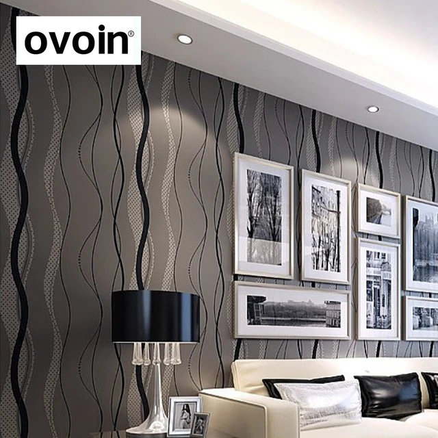 Wave grijze lijnen strepen moderne behang non woven wandbekleding ... Wave grijze lijnen strepen moderne behang non woven wandbekleding ...