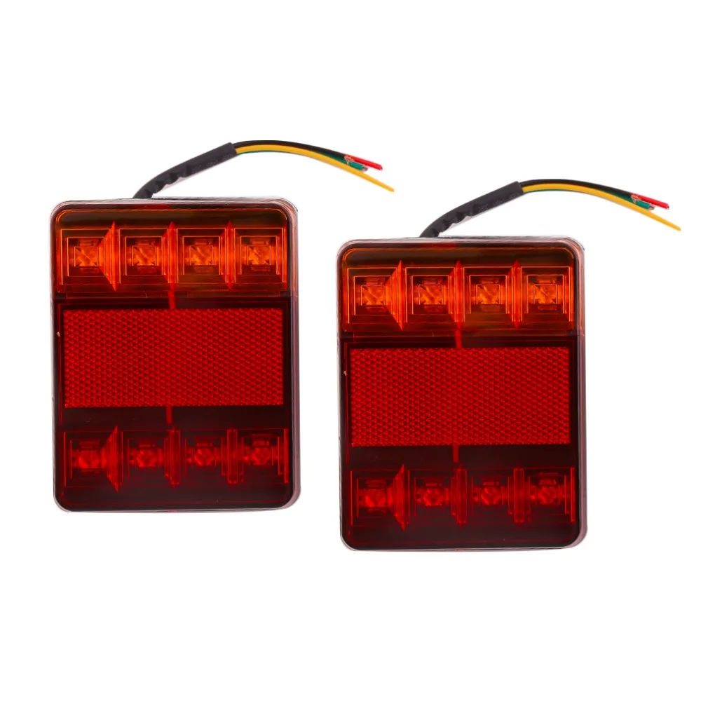 New 2pcs ABS Plastic Waterproof Trailer Truck 8LED Taillight Brake Stop Turn Signal Indicator Light font