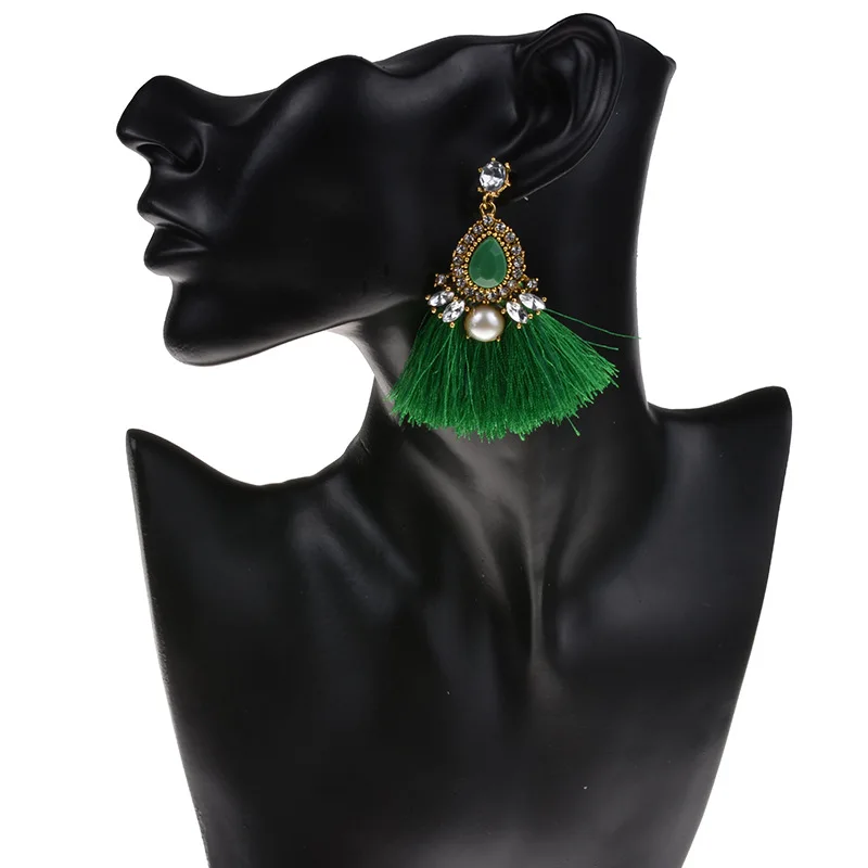 

2019 fringed bohemian alloy earrings jewelry fashion woman long pearl alloy dangle earrings jewelry summer decoration oorbellen