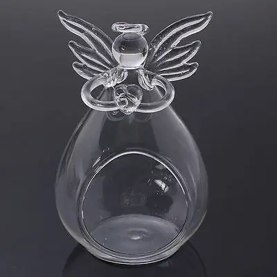 Creative Angel Clear Glass Crystal Hanging Tea Light Candle Holder Home Living Room Decor Candlestick Wedding Party