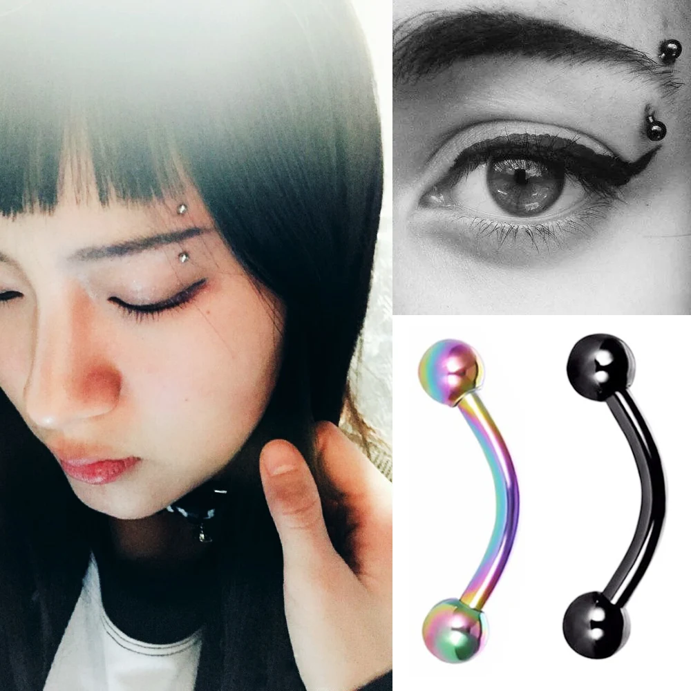 1 Pc 16g Curved Barbell Nipple Ring Banana Bar Surgical Steel Eyebrow