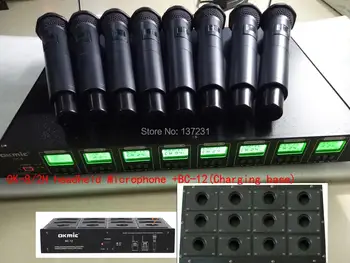 

New OKMIC OK-8/OK-2H+BC-12 Charging Base Metal Handheld Microphone professional UHF/PLL 8 channels Wireless Microphone System
