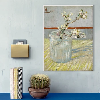 

Van Gogh Artwork Wall Art Canvas Print Blossoming Almond Branch in a Glass Painting for Dining Room Office Wall Decor Customized