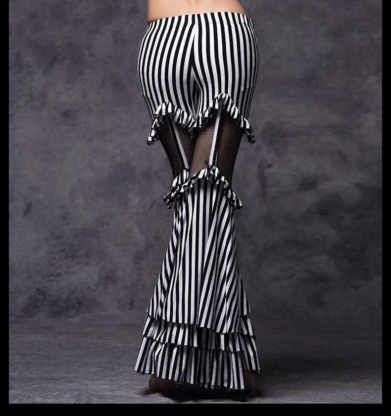 Штаны для танца в этническом стиле с полосками зебры, брюки для танца живота, брюки для танца живота, размер M/L, черный, белый, серый