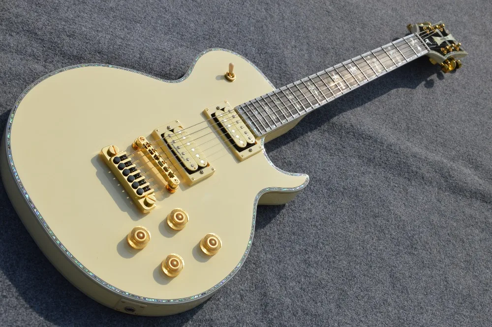 2018 new style lp guitar 100 Real Pictures cream yellow color body