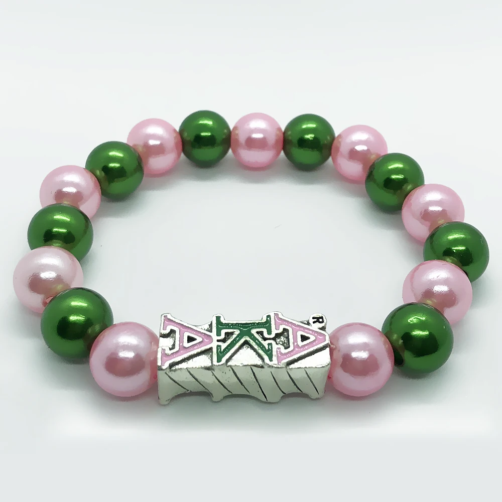 Модная греческая буква AKA зеленый розовый имитация жемчуга браслет для нежного soorority society ювелирные изделия браслет