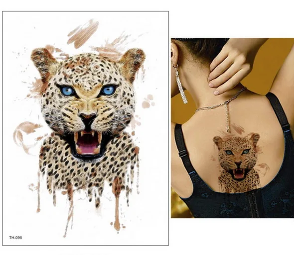 21*15 см, новинка, временная татуировка, стикер, милый леопард, волк, тигр, животные, узор, водонепроницаемый, боди-арт, поддельные татуировки, для женщин, мужчин, сделай сам, краски - Цвет: TH98