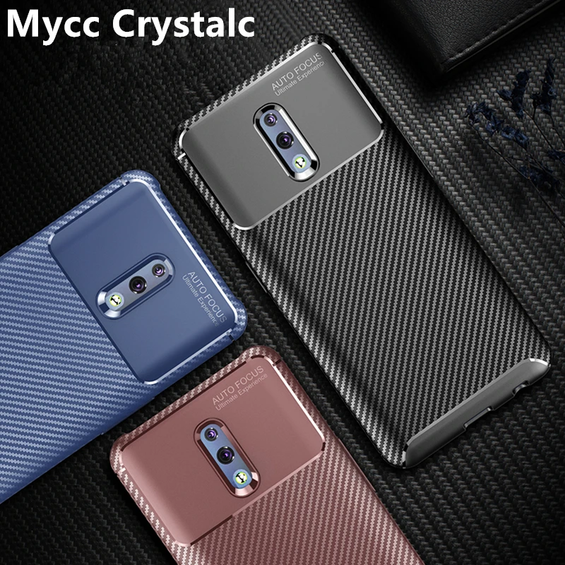 

Fashion Carbon Fiber Shockproof TPU Back Cover for Oppo Reno 6.4 inch Case CPH1917 Full Protector Fitted Soft silicone Case