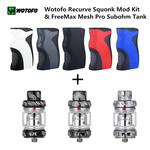 Best Price Original Wotofo Recurve Squonk Mod Kit & FreeMax Mesh Pro