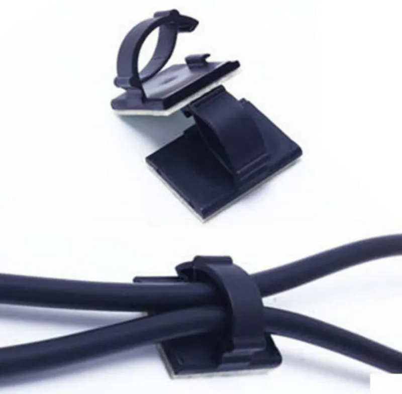 20 шт./лот, пластиковая обертка для офисных и автомобильных проводов, плоский держатель для кабеля, зажимы для галстуков, фиксатор, органайзер, намотка, прямоугольный зажим для крепления