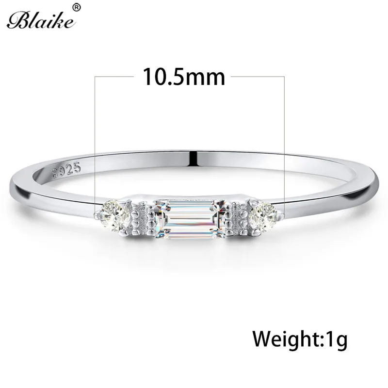 925 пробы, серебряные кольца для женщин, минималистичное свадебное тонкое кольцо, небольшой прямоугольник, циркониевое кольцо для помолвки, ювелирное изделие
