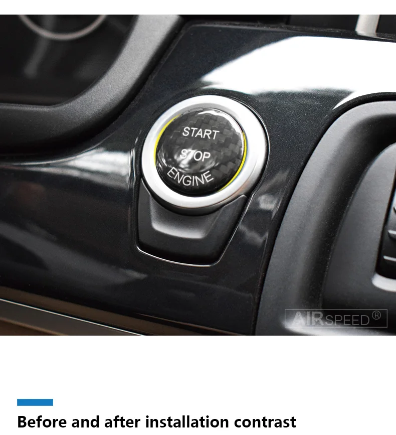 Airspeed for BMW E70 E71 F25 F26 F01 F20 F21 F30 F10 Carbon Fiber Car Engine Start Ignition Button Cover Stickers Interior Trim (3)