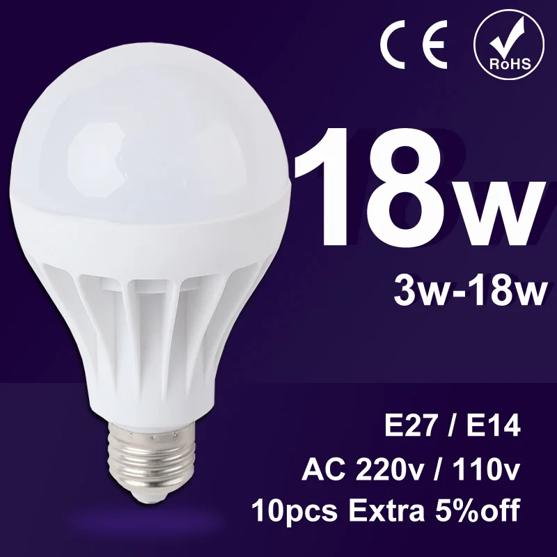 Из светодиодов лампы E27 E14 из свет 3 Вт 5 7 9 12 15 18 220 В 240 110 SMD5730 2835 холодной теплый