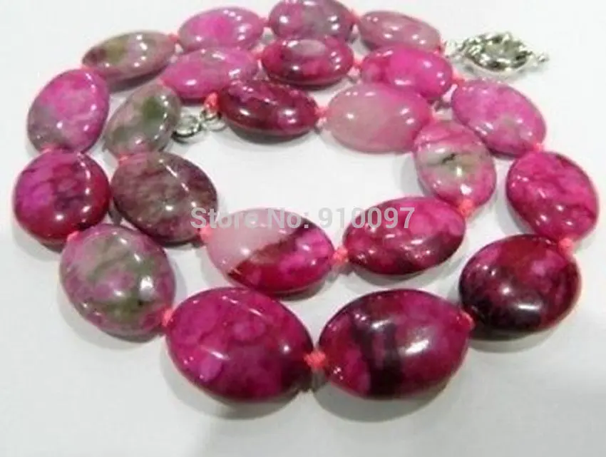 

DD free shipping >13x18mm pink Crazy Agate Oval Necklace 18