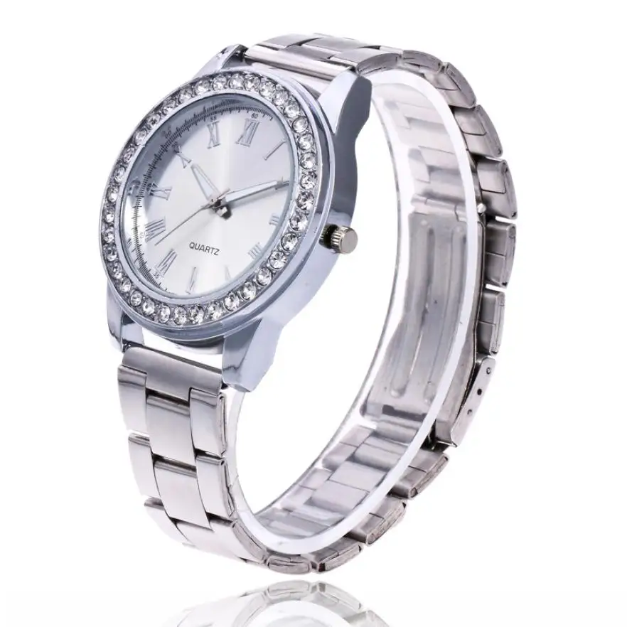 TZ#503 Роскошные модные женские часы, браслет из нержавеющей стали, аналоговые кварцевые круглые наручные часы, часы - Цвет: Серебристый
