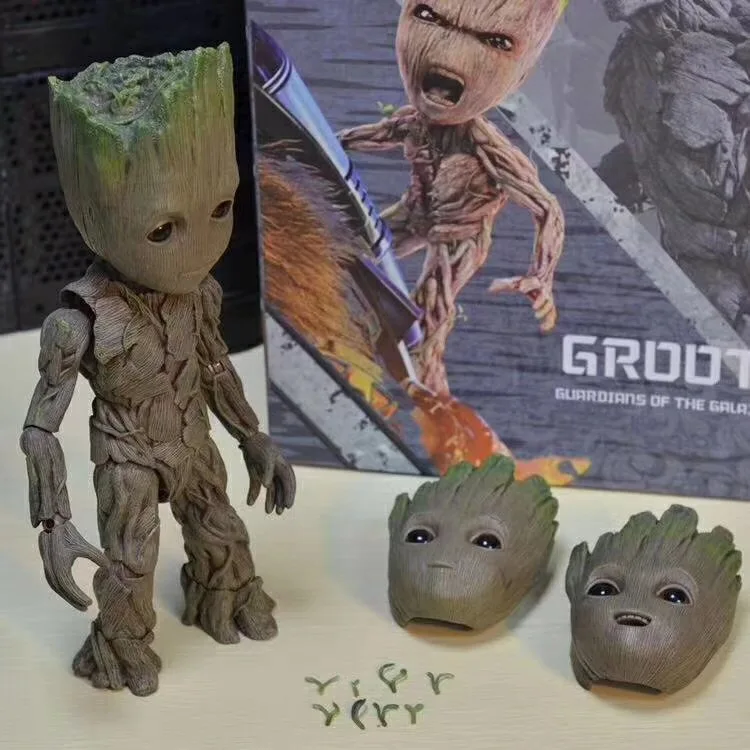 Горячие игрушки Marvel Groot Guardians of The Galaxy Мстители 1:1 милый ребенок дерево человек BJD Суставы подвижные фигурки игрушки 26 см