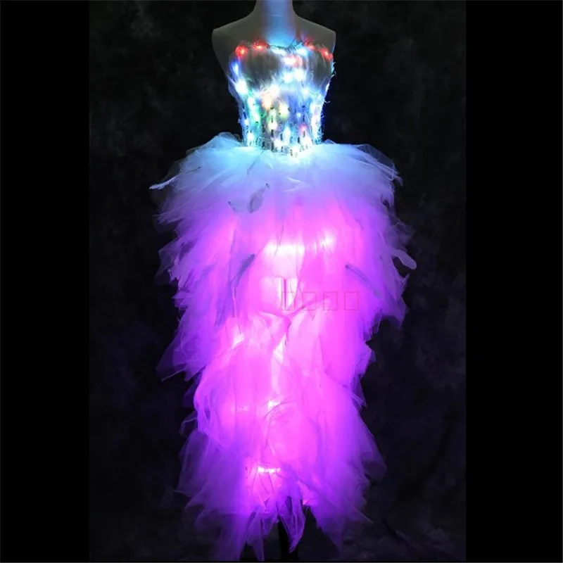 Lz10 Party Evening Colorful Dj Skirt Led Light Costumes Singer Bar