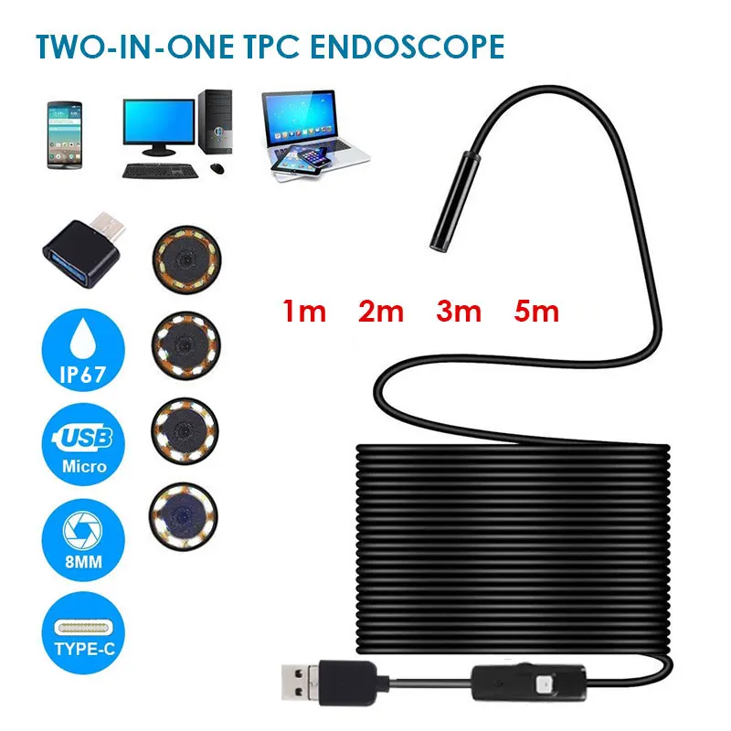 

Black IP67 Ear Cleaning Tool Inspection Endoscope Practical Mobile Phones Monitoring Real-Time Video Photos Portable Computers