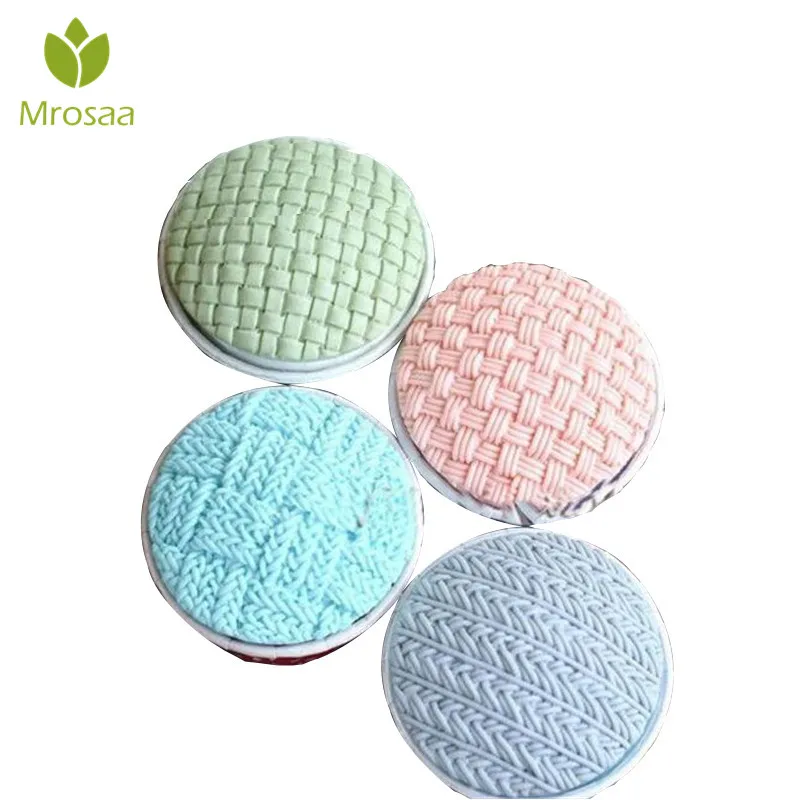 

Newest Sweater Fabric Knitting Texture Biscuits Embossed Pad Decorating Lace Mat Tool Silicone Molds Fondant Cake Decorating