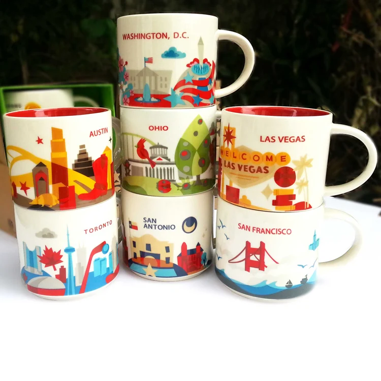 

Global Collection Ceramic City Cup USA City Bone china Mug New York Los Angeles San Francisco Portland Dallas Toronto Miami