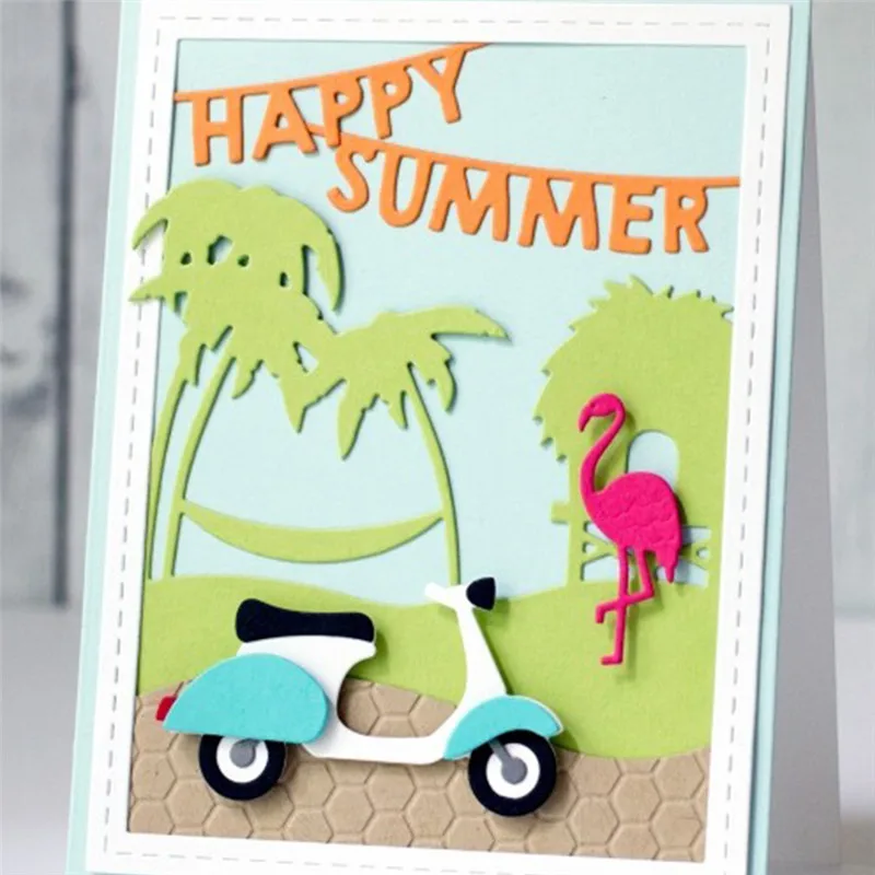 

Naifumodo Banner Cutting Dies Happy Summer Letter Metal Cutting Dies for Scrapbooking Card Making Crafts Diecuts