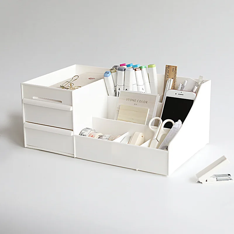 

Desktop Solid Color Drawer Cosmetic Storage Box Large Plastic Dormitory Dressing Table Accessories Organizer Make Up Case
