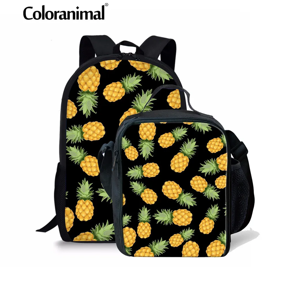 

Coloranimal 3D Fruit Print Children School Backpack Pineapple Schoolbag Primary Student Bagpack 3PCS Set Orthopedic Shoulder Bag