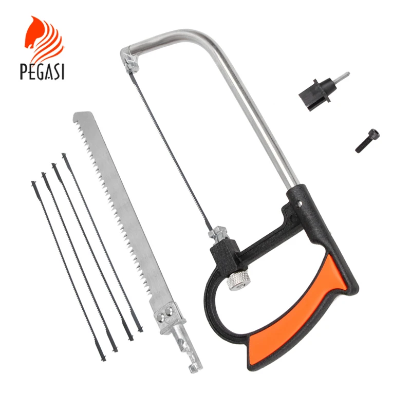 PEGASI 8in1 Multi-Function Woodworking Hand Hacksaw Magic Saw Portable Adjustable Detachable Mini Hack Metal Wood Cutter Tool