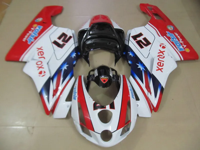 

Injection mold Fairing Kit for Ducati 749 999 03 04 749 999 2003 2004 Red white Motorcycle Fairings set+7gifts KY12