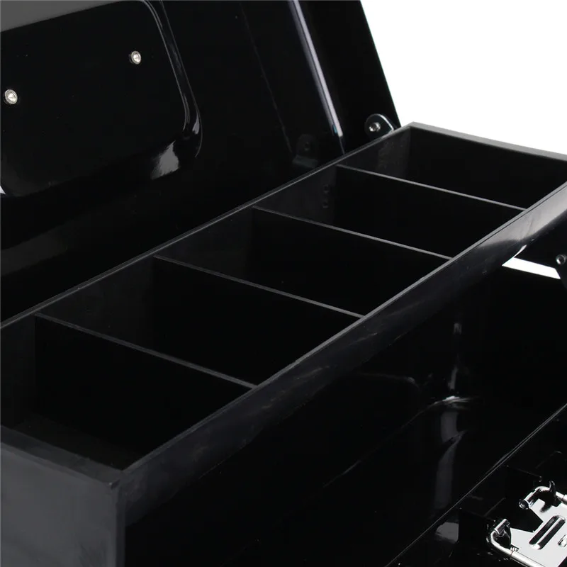 Cajón de caja de dinero de hierro metálico negro con cerradura de llave Almacenamiento de bandeja de seguridad para contenedor de oficina en casa herramienta