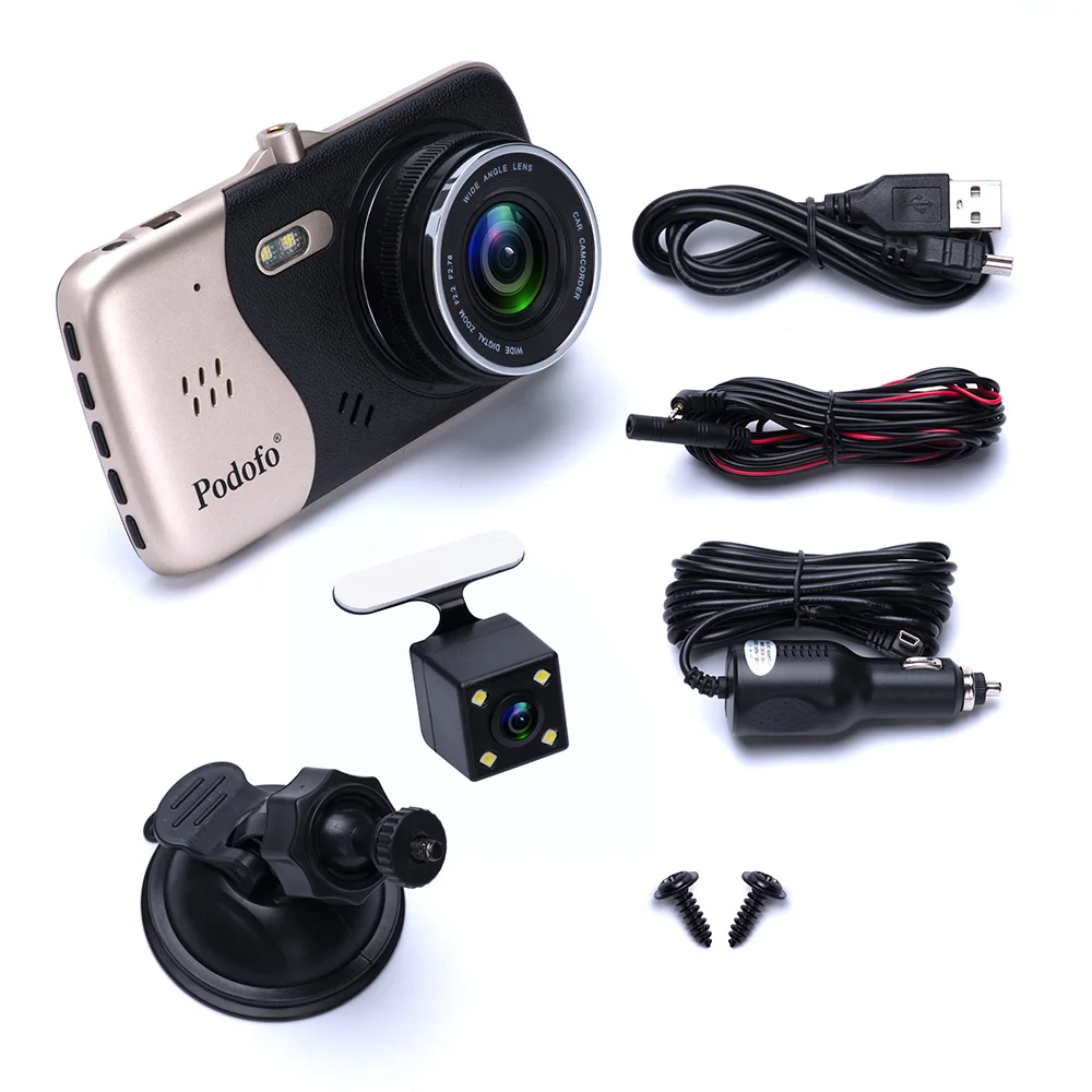 AMPrime 4 0 дюймов Dash камера с двойным объективом 1080 P FHD Автомобильный