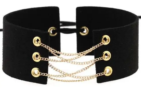 Черное кожаное ожерелье, ожерелье для женщин, хип-хоп, рок, панк, ювелирное изделие, гипербола, заклепки, Harajuku, массивное ожерелье, подарок для девушек - Окраска металла: as picture